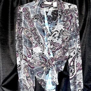 Vintage Draper’s & Damon’s Very Sheer Plaid & Paisley Blouse - Stunning!